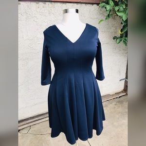 Lane Bryant 3/4 sleeve Navy Blue skater dress
